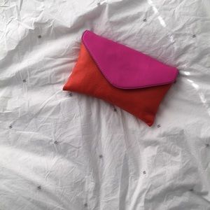 J.Crew Leather Color Block Clutch with Gold Strap